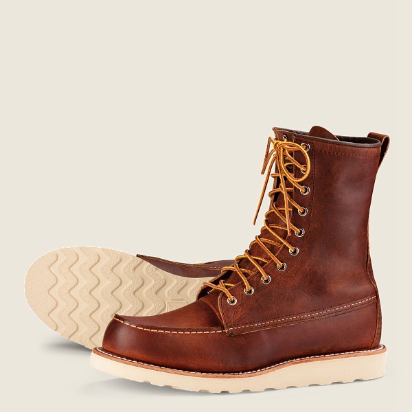 Red Wing Heritage Boots Brown - Mens Classic Moc - 8-inchr Rough & Tough Leather - 9315-JEAWB